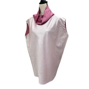 SHAMASK DARK & LIGHT PINK SILK LOOSE FIT COWL NECK SLEEVELESS TOP